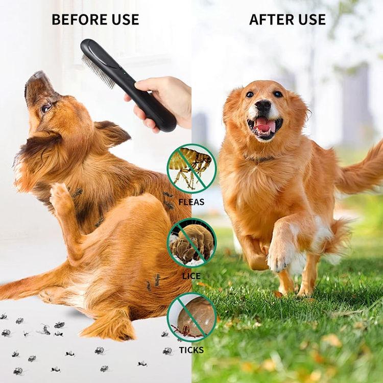 PaiPaitek PD166 Pet Safe Physical Worming Electronic Comb Pet Flea Control Brush(Black) - British D'sire