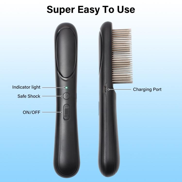 PaiPaitek PD166 Pet Safe Physical Worming Electronic Comb Pet Flea Control Brush(Black) - British D'sire