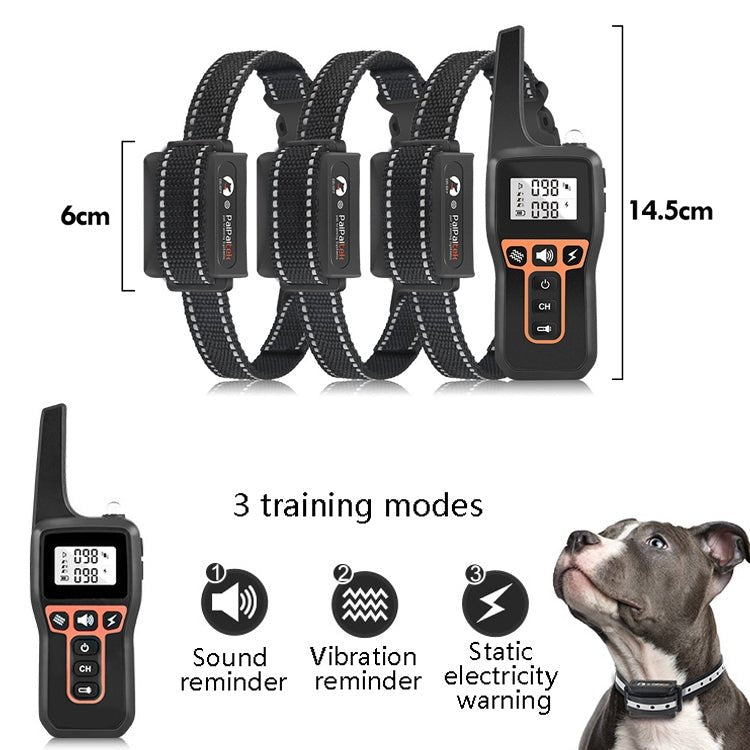 PaiPaitek PD529 - 3 Remote Control Dog Training Device Voice Control Barking Stopper Electronic Collar Dog Training Device - British D'sire