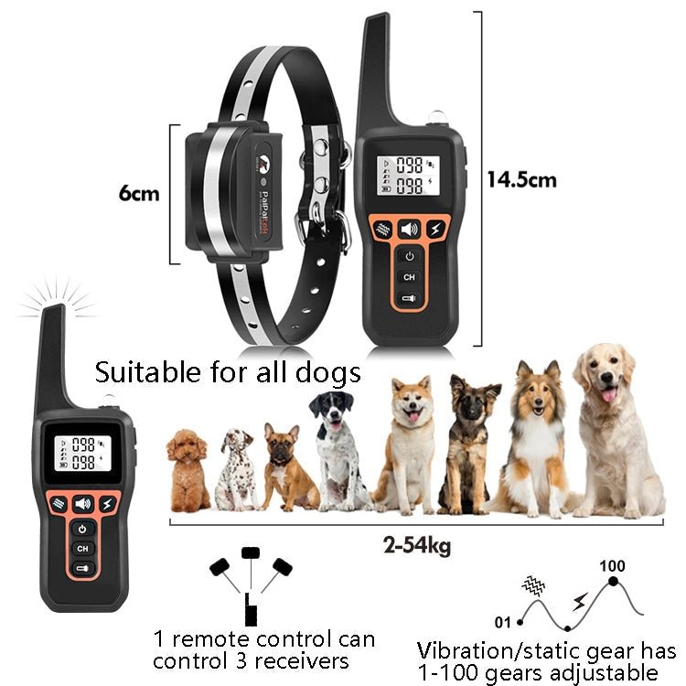 PaiPaitek PD529 Remote Control Dog Training Device Voice Control Anti - Barking Device Dog Training Device(Black) - British D'sire