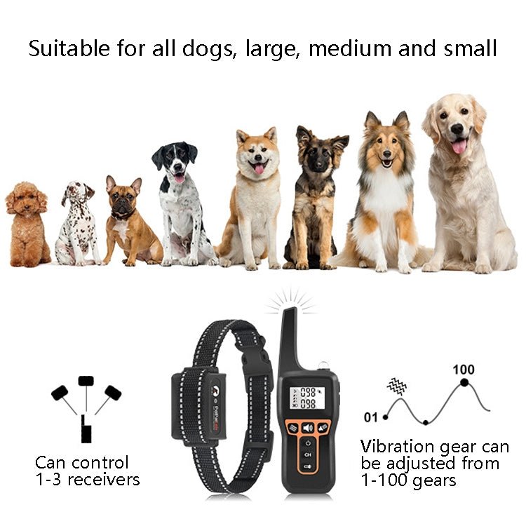 PaiPaitek PD529V - 1 Training Dog Anti - Barking Device Vibration Collar 1000M Remote Control Distance Pet Training Supplies - British D'sire