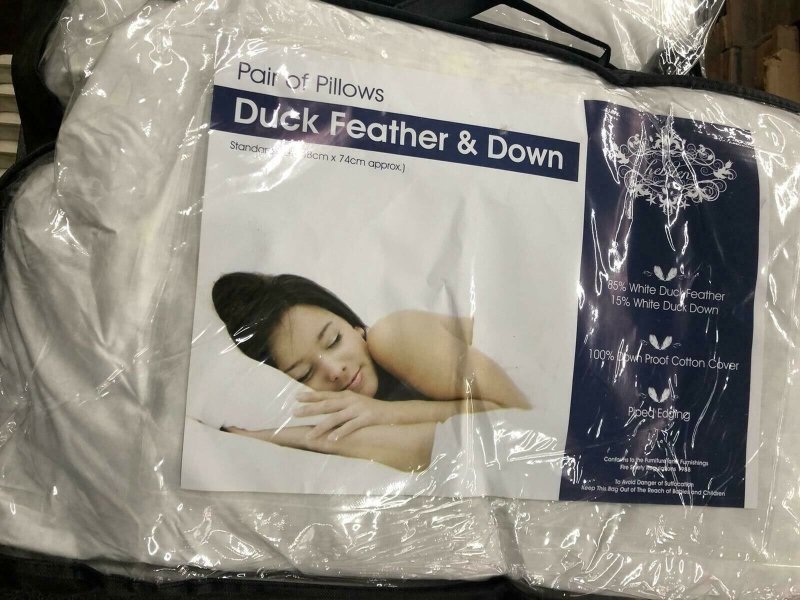 Pair of Luxury Extra Filled Duck Feather & Down Pillows Pillow Hotel Quality Secondary image