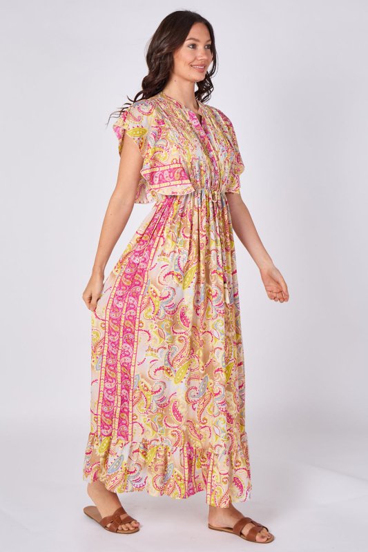 Paisley Button - Front Maxi Dress - Dresses - British D'sire