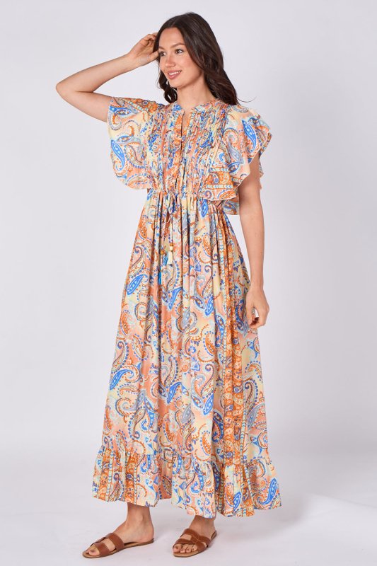 Paisley Button - Front Maxi Dress - Dresses - British D'sire