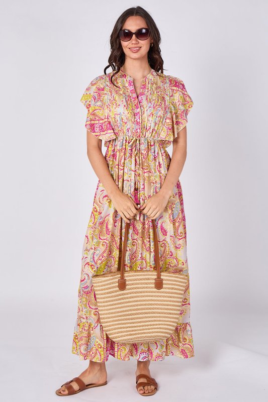 Paisley Button - Front Maxi Dress - Dresses - British D'sire
