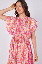Paisley Button - Front Maxi Dress - Dresses - British D'sire