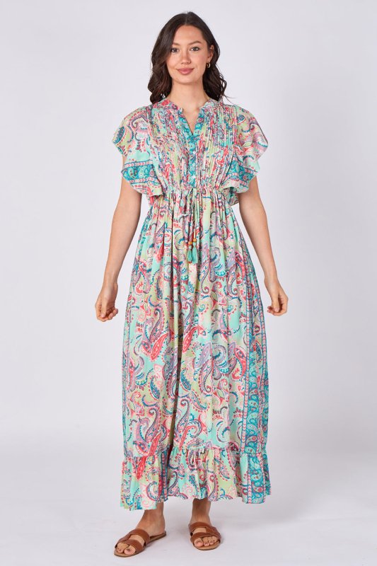 Paisley Button - Front Maxi Dress - Dresses - British D'sire