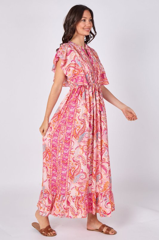 Paisley Button - Front Maxi Dress - Dresses - British D'sire