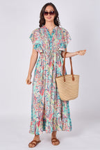Paisley Button - Front Maxi Dress - Dresses - British D'sire