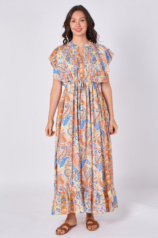 Paisley Button - Front Maxi Dress - Dresses - British D'sire