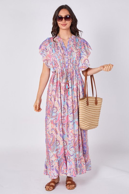 Paisley Button - Front Maxi Dress - Dresses - British D'sire Main image