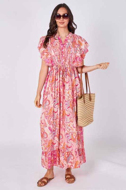 Paisley Button - Front Maxi Dress - Dresses - British D'sire