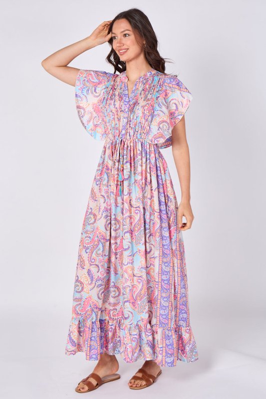 Paisley Button - Front Maxi Dress - Dresses - British D'sire