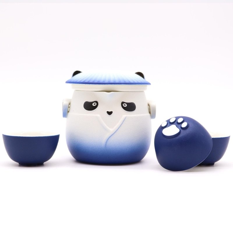 Panda Teapot Set & Three Cups - Sky Blue - Herbal Teapot Set - British D'sire