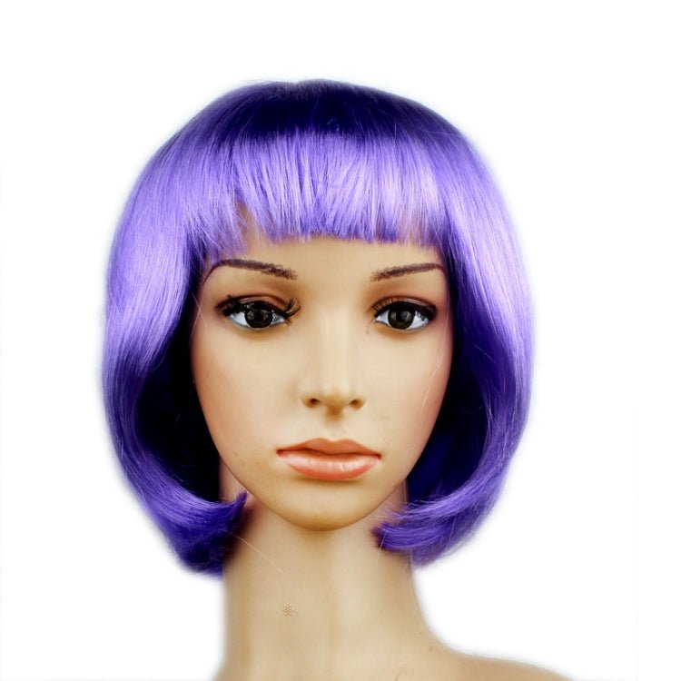 Party Cosplay Headwear Straight Short PET Wigs For Female(Lavender) - British D'sire