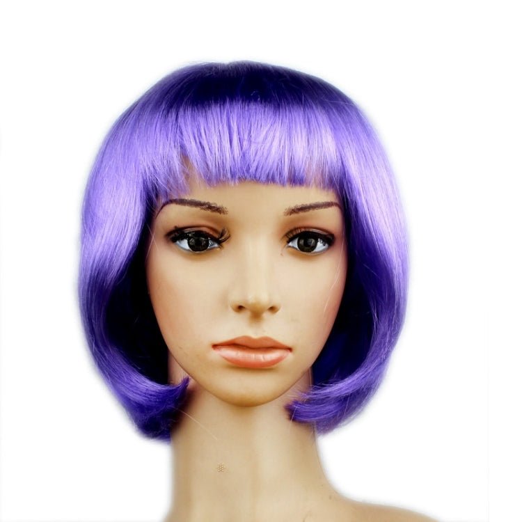 Party Cosplay Headwear Straight Short PET Wigs For Female(Lavender) Secondary image