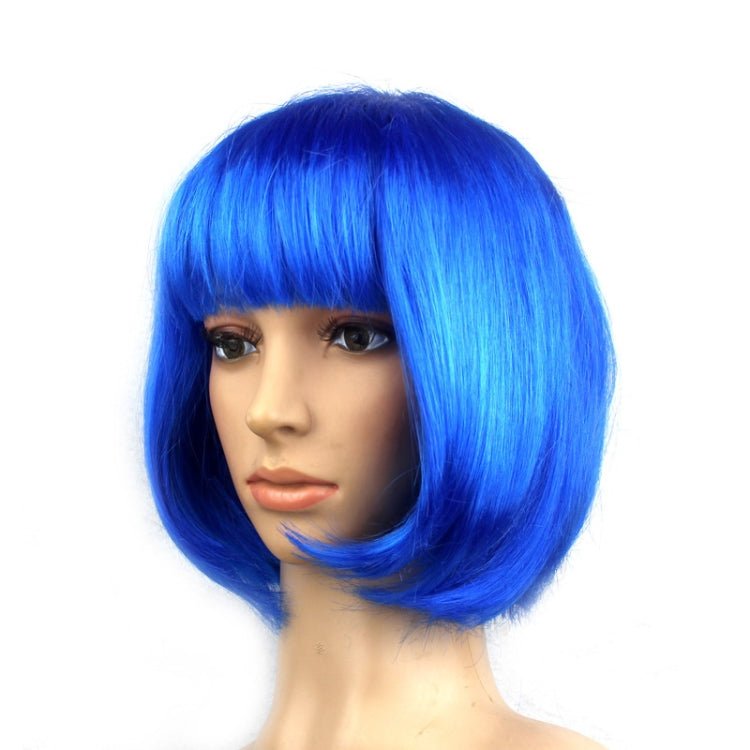 Party Cosplay Headwear Straight Short PET Wigs For Female(Royal Blue) - British D'sire