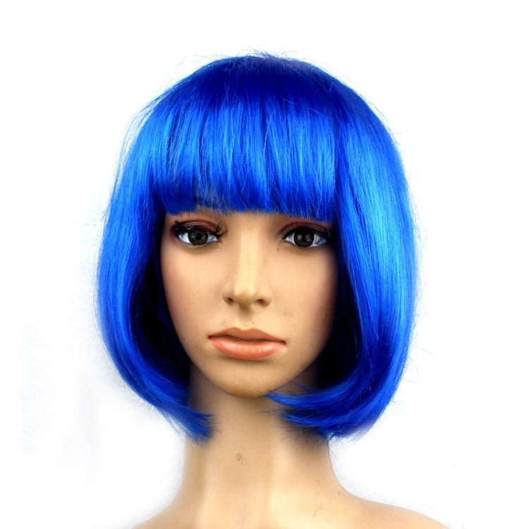 Party Cosplay Headwear Straight Short PET Wigs For Female(Royal Blue) - British D'sire