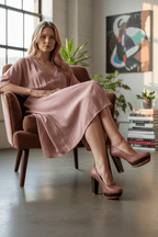Pate - Dusty Pink Laser Platform shoe - Heel Shoe - British D'sire