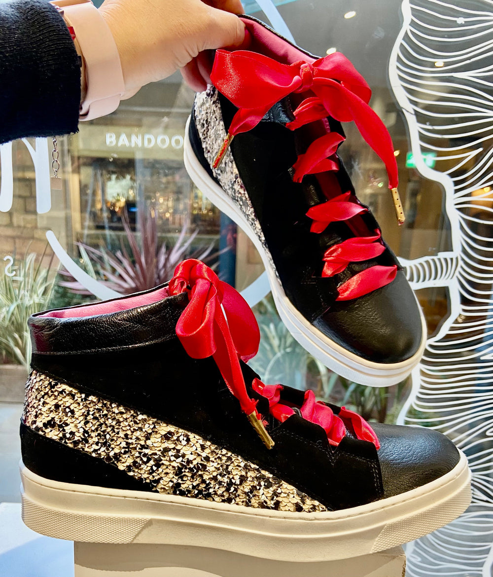 Patin Black/White Sequin High-Rise Sneaker – LAST PAIRS 36 & 39!