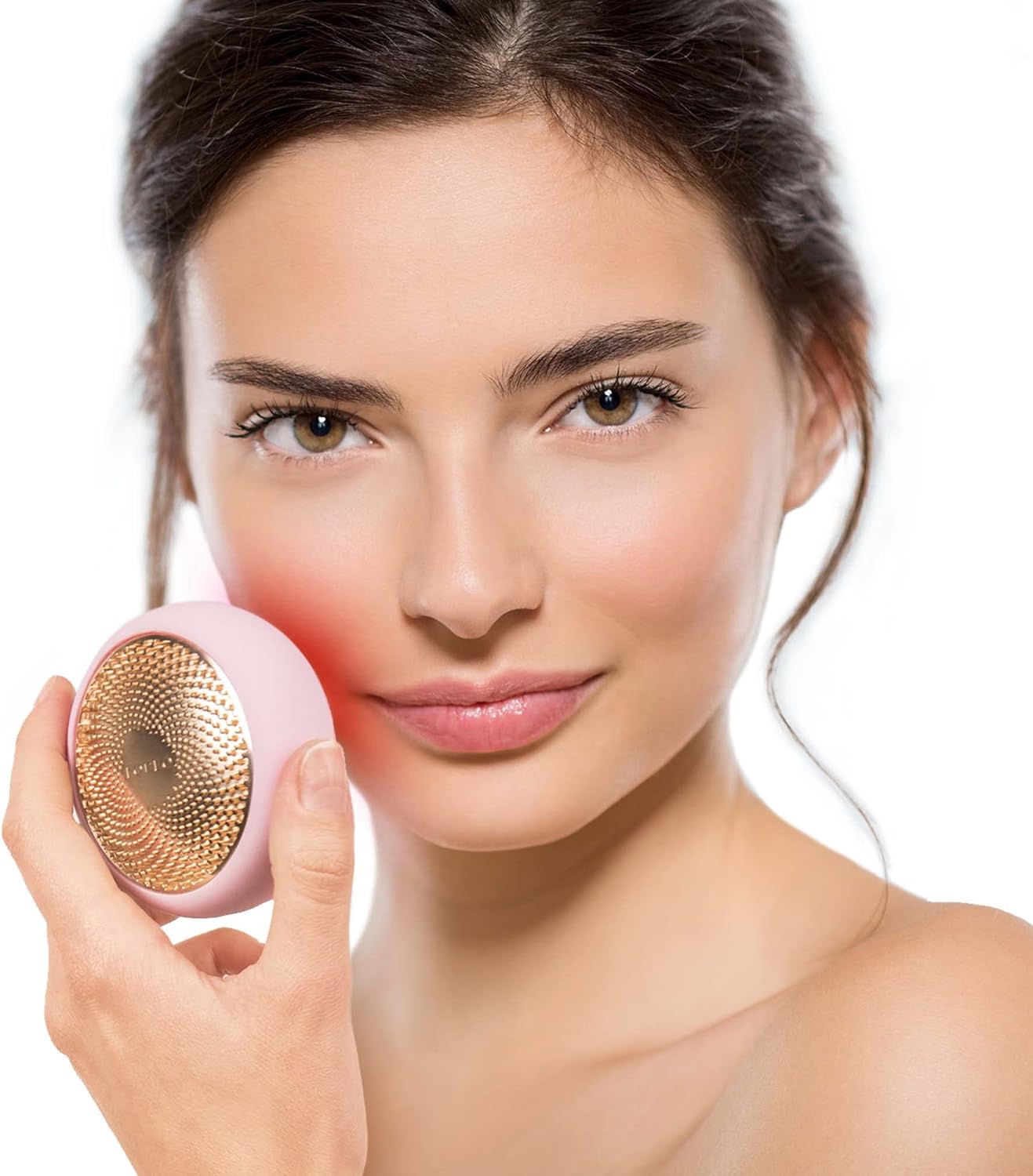 FOREO UFO Full Facial LED Face Mask Treatment, Red Light Therapy Face Care, Korean Skincare, Thermotherapy, Cryotherapy, Face Massager, Moisturiser, Increased Skin Care Absorption- Pearl Pink Main image