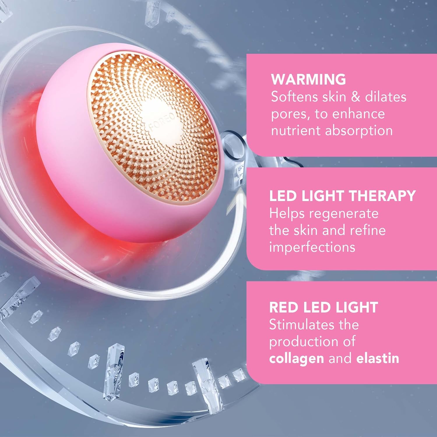 FOREO UFO Full Facial LED Face Mask Treatment, Red Light Therapy Face Care, Korean Skincare, Thermotherapy, Cryotherapy, Face Massager, Moisturiser, Increased Skin Care Absorption- Pearl Pink Secondary image