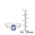 Pearlz Gallery Gemstone Jewellery Gift Set – Tanzanite & Cubic Zirconia Sterling Silver Ring with 3-Line Amethyst Nugget Necklace