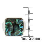 Pearlz Gallery Ladies Sterling Silver Ring Duo – Rose de France Amethyst & Multi-Gemstone Cushion Ring with Abalone Shell Statement Ring – Rhodium Plated Gift Set