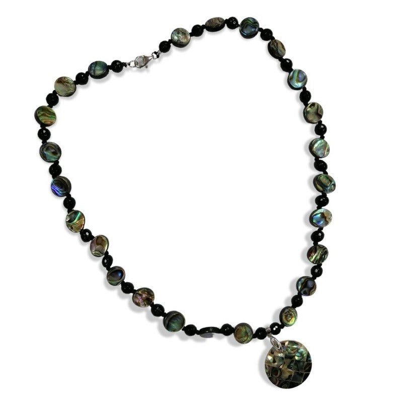 Pearlz Gallery Women’s Gemstone Jewellery Gift Set – Lemon Quartz Ring, Agate Abalone Necklace & Clear Crystal Bracelet in 925 Sterling Silver