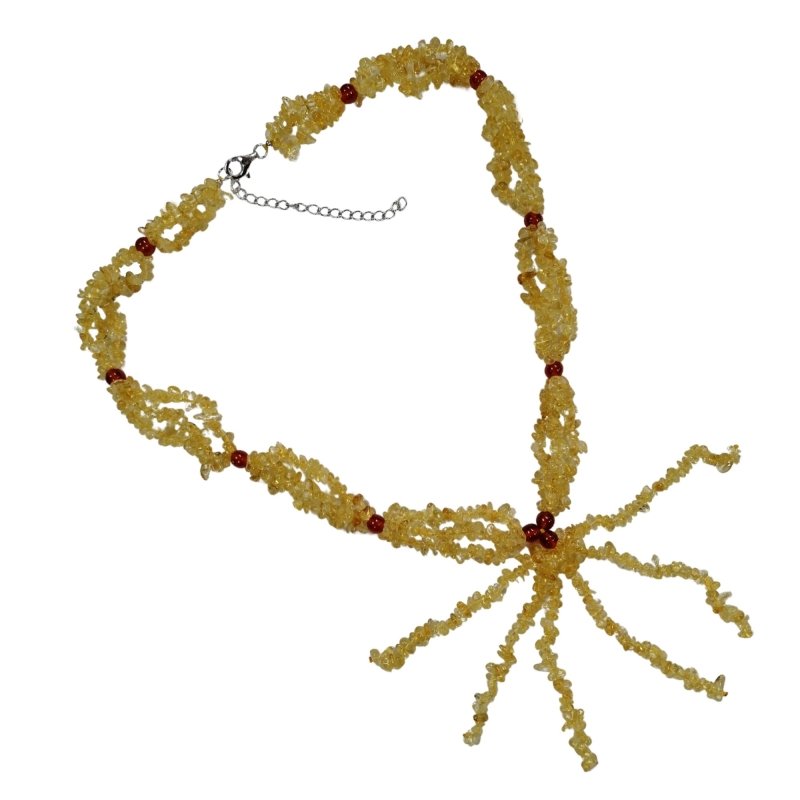 Pearlz Gallery Women’s Gemstone Jewellery Gift Set – Black & White CZ Ring, Citrine & Agate Tassel Necklace & Maroon Tiger’s Eye Bracelet