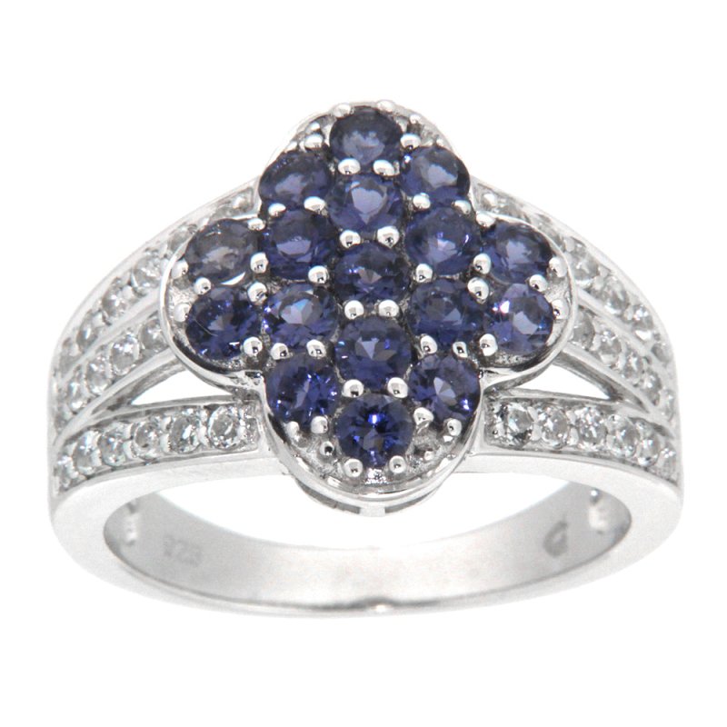 Pearlz Gallery Women’s Jewellery Set – Iolite & White Topaz Ring, Charoite Necklace, Royal Blue Pearl Bracelet – Sterling Silver Natural Gemstone Gift