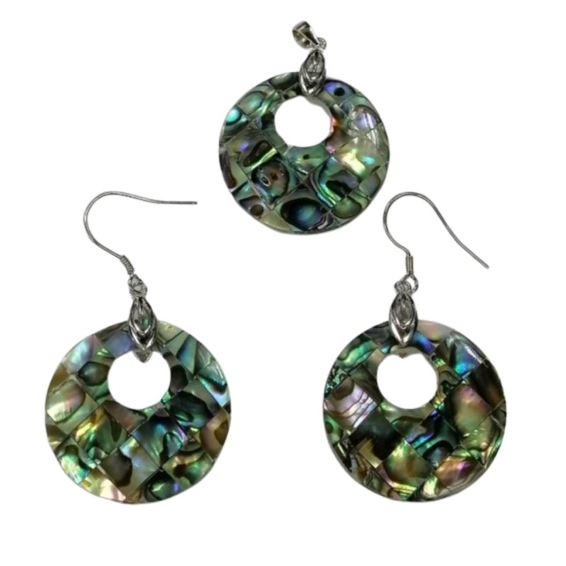 Pearlz Gallery Ladies Abalone Jewellery Bundle – Sterling Silver Earring & Pendant Set with Black Onyx Abalone Necklace, Ocean - Inspired Natural Shell & Gemstone Gift for Women - Jewellery - British D'sire