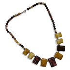 Pearlz Gallery Women’s Jewellery Set – Black Spinel Cocktail Ring, Mookaite Necklace, White Howlite Bracelet – Sterling Silver Natural Gemstone Gift