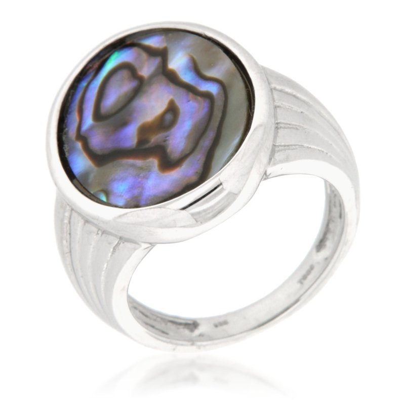 Pearlz Gallery Ladies Sterling Silver Abalone Shell Ring Duo – Oval & Rectangle Natural Shell Statement Rings – Rhodium Plated, Hypoallergenic Jewellery Gift Set - British D'sire Main image