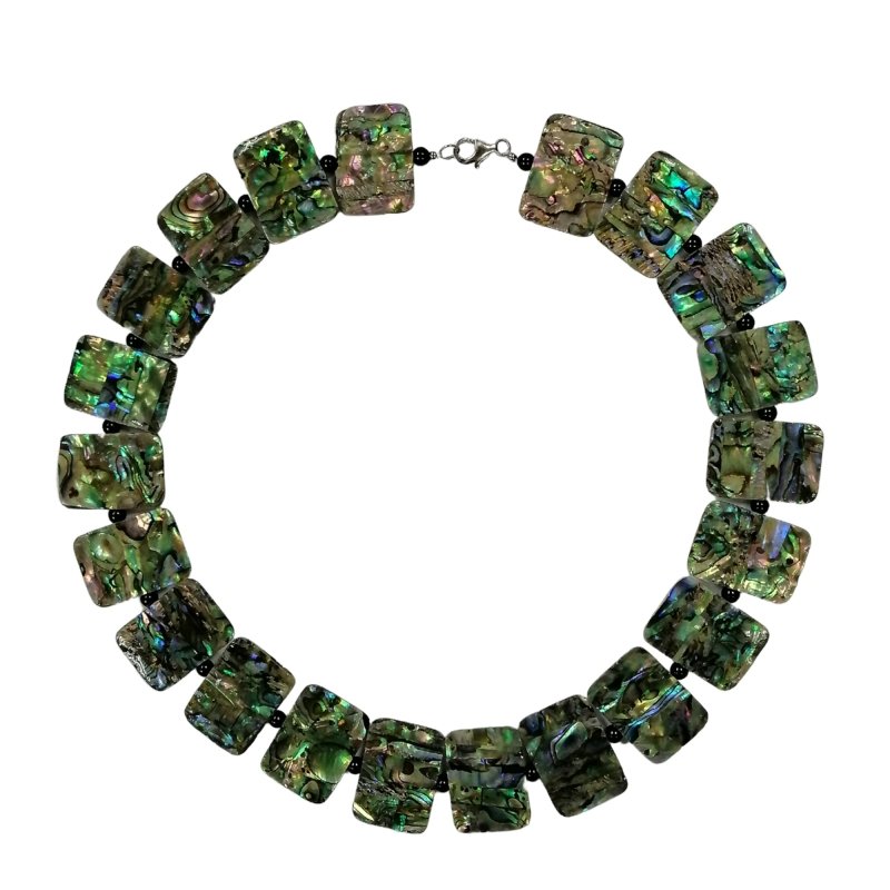 Pearlz Gallery Jewellery Gift Set – Blue Tanzanite Ring, Abalone & Black Onyx Necklace, Smoky Quartz Bracelet – Women’s Sterling Silver Natural Gemstone Set
