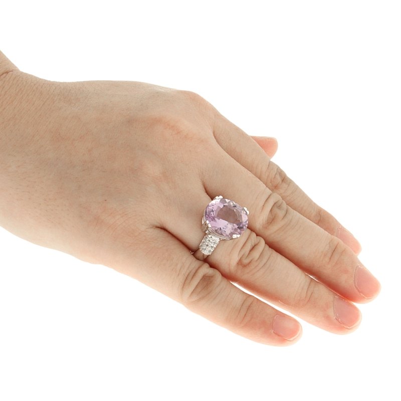 Pearlz Gallery Elegant Gemstone Jewellery Bundle – Black & White CZ Ring, Lapis Lazuli & Rose Quartz Necklace, Purple Amethyst & White Topaz Ring