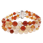 Pearlz Gallery Women’s Gemstone Jewellery Gift Set – Amethyst Ring, Larimar Chips Necklace & Carnelian Bracelet in 925 Sterling Silver