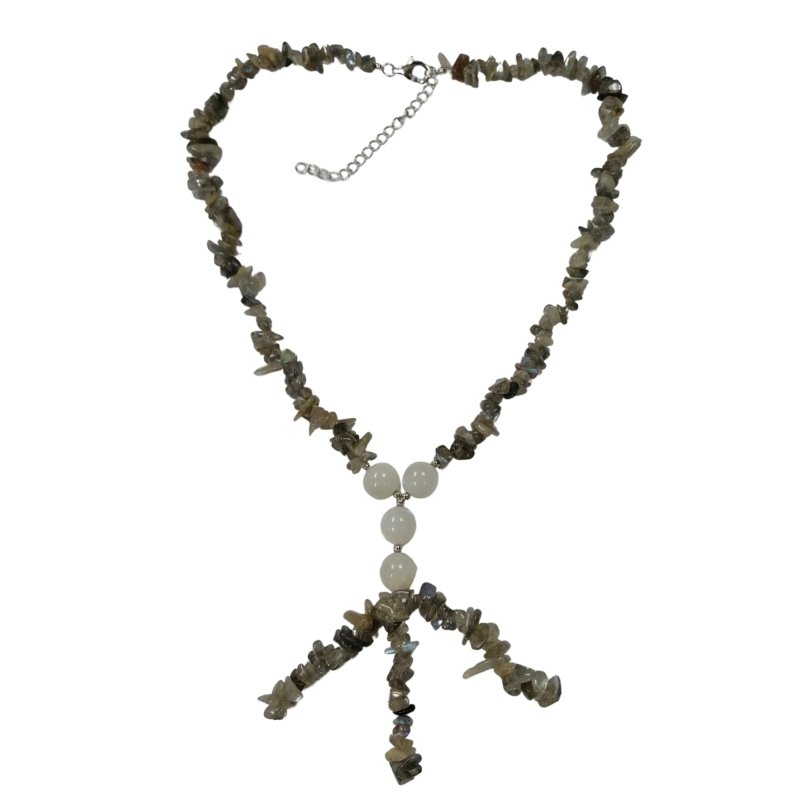 Pearlz Gallery Gemstone Statement Bundle – Amethyst Ring, Labradorite Moonstone Tassel Necklace & Peach Moonstone Bracelet in Sterling Silver