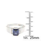 Pearlz Gallery Ladies’ Sterling Silver Cocktail Ring Duo – Tanzanite CZ & Black Spinel with White CZ & Topaz Halo – Rhodium Plated Statement Jewellery Gift Set