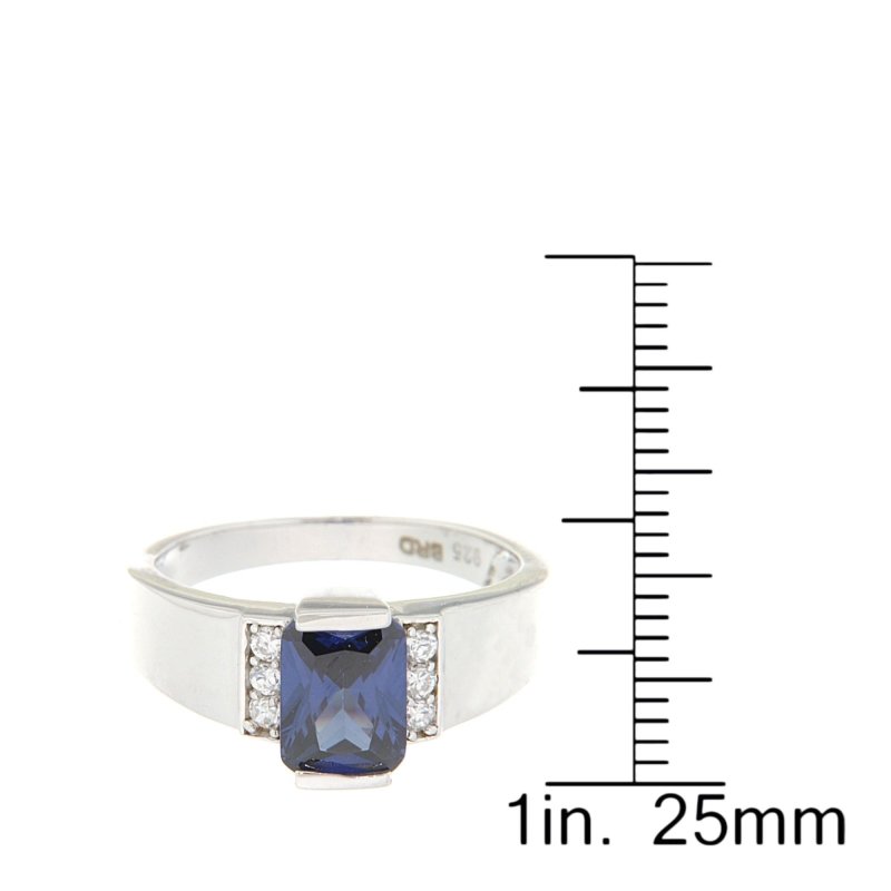 Pearlz Gallery Ladies’ Sterling Silver Cocktail Ring Duo – Tanzanite CZ & Black Spinel with White CZ & Topaz Halo – Rhodium Plated Statement Jewellery Gift Set