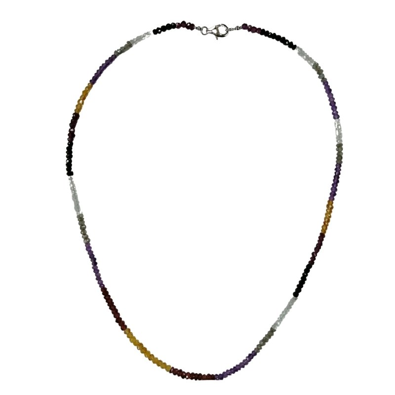 Pearlz Gallery Women’s Jewellery Set – Rose Quartz & Amethyst Halo Ring, Multicolour Stone Necklace, Black Agate & Rose Quartz Bracelet – Sterling Silver Natural Gemstone Gift