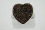 Pearlz Ocean Rainbow Drusy Heart Ring - Rings - British D'sire