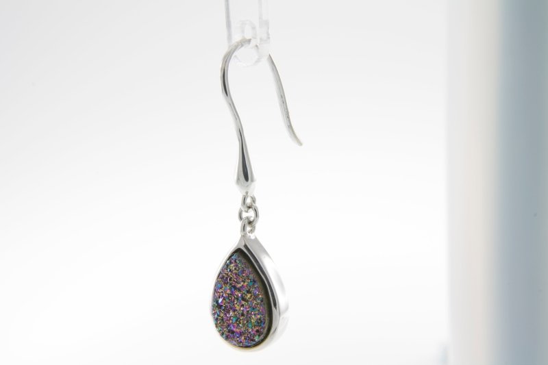 Pearlz Ocean Rainbow Teardrop Drusy Dangle Earrings - Earrings - British D'sire Main image