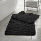 Pebbles Memory Foam Bath Mat Set 2 Piece Non Slip Pedestal & Bath Toilet Rug - Bathroom Accessories - British D'sire