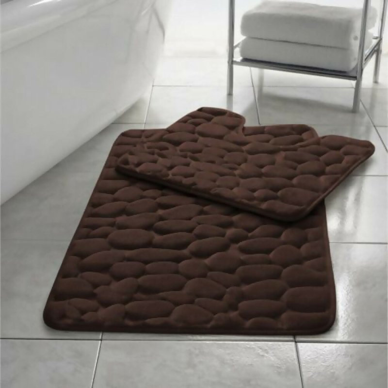 Pebbles Memory Foam Bath Mat Set 2 Piece Non Slip Pedestal & Bath Toilet Rug Secondary image