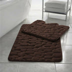 Pebbles Memory Foam Bath Mat Set 2 Piece Non Slip Pedestal & Bath Toilet Rug - Bathroom Accessories - British D'sire