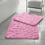 Pebbles Memory Foam Bath Mat Set 2 Piece Non Slip Pedestal & Bath Toilet Rug - Bathroom Accessories - British D'sire