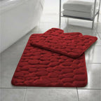 Pebbles Memory Foam Bath Mat Set 2 Piece Non Slip Pedestal & Bath Toilet Rug - Bathroom Accessories - British D'sire
