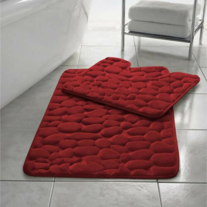 Pebbles Memory Foam Bath Mat Set 2 Piece Non Slip Pedestal & Bath Toilet Rug - Bathroom Accessories - British D'sire