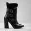 Peron - Black Flower Stretch high heel ankle boot - Heel Shoe - British D'sire